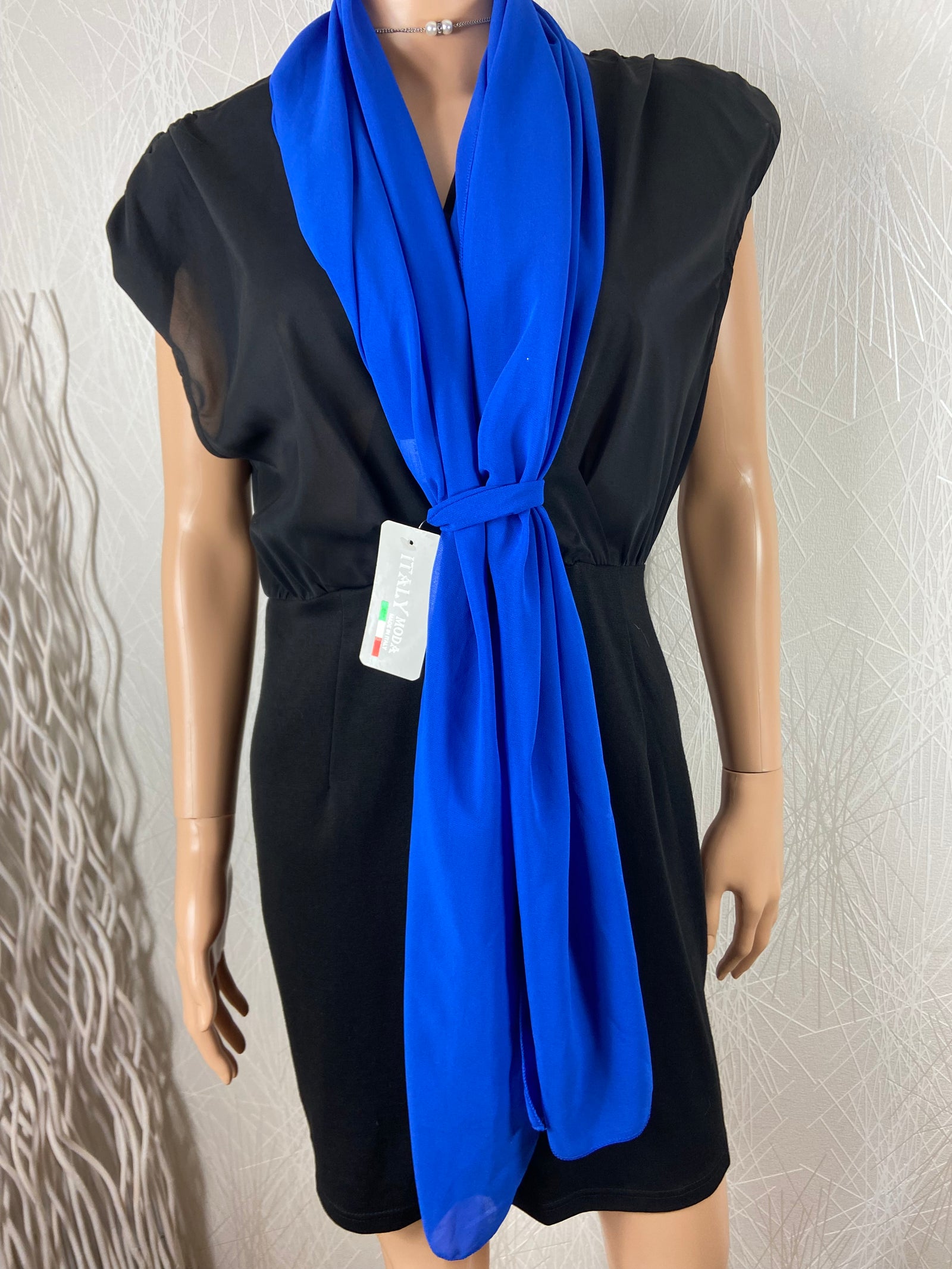 Echarpe cravate bleu roi en voile Made In Italy