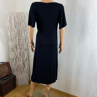 Robe midi noire cache cœur manches courtes modèle Flavie La Petite Robe