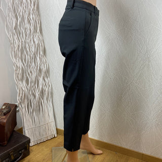 Pantalon noir habillé  7/8 taille mi-haute coupe droite modele Ihlexi Ichi