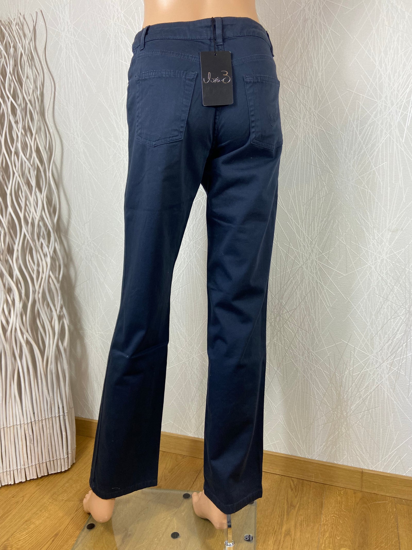 Pantalon bleu marine coton coupe droite Dora