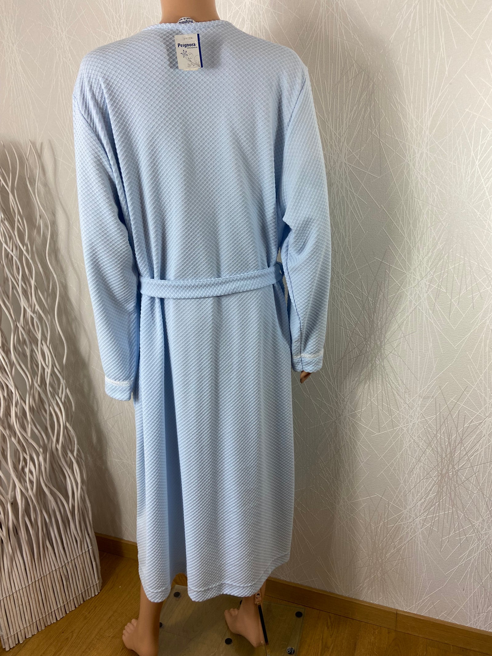 Robe de chambre bleue entièrement boutonnée Peignora