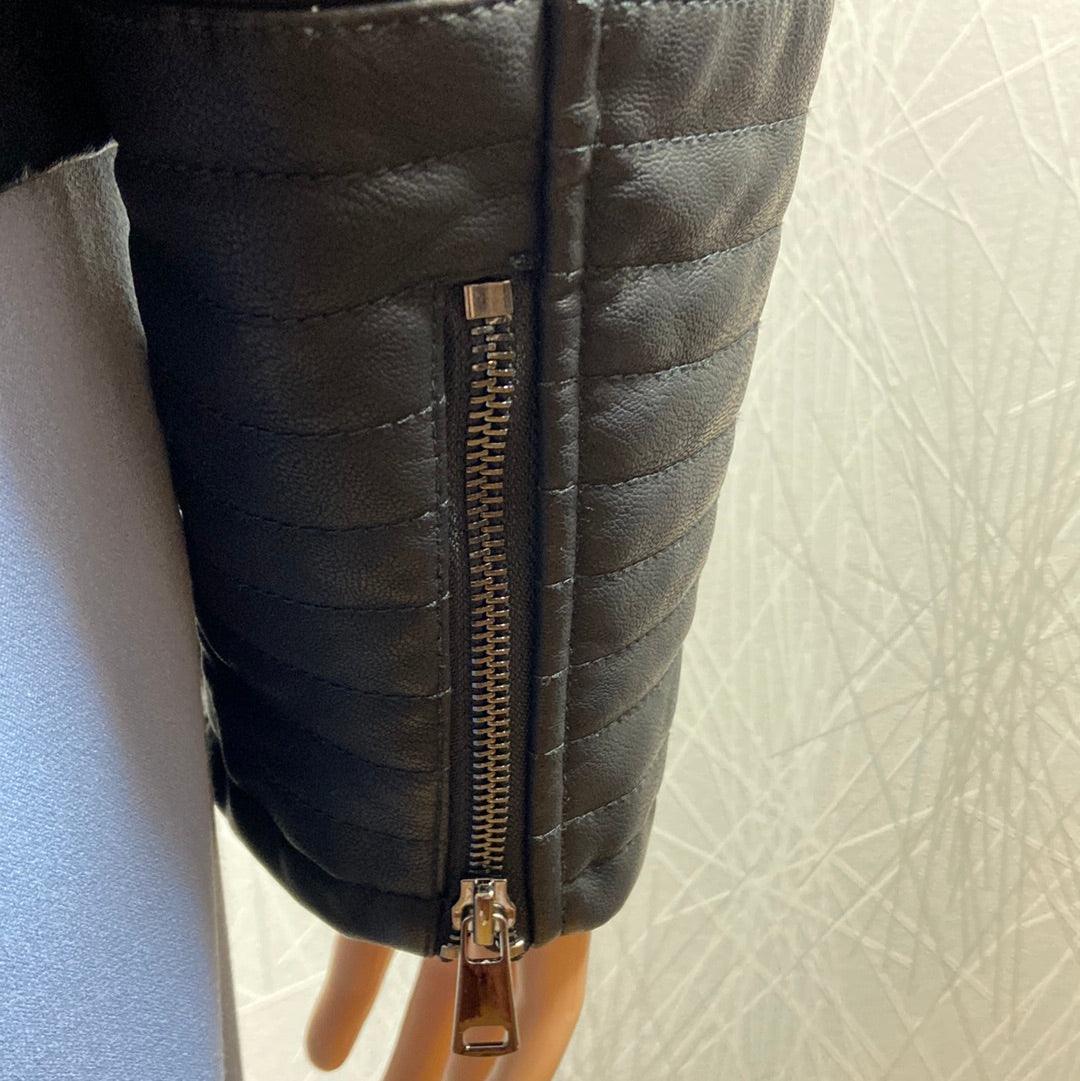 Veste femme cuir synthétique noir Bybasio Biker Jacket B.Young - Offre-Unique