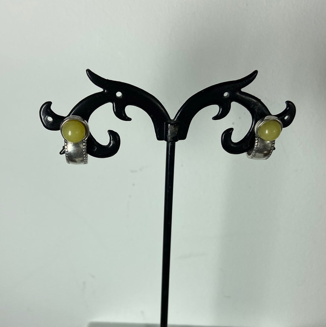 Boucles d’oreilles plaquées argent pierre jaune Shabada