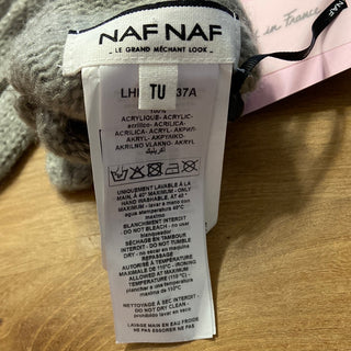 Gants longs chauds pour femme en tricot gris argenté Naf Naf