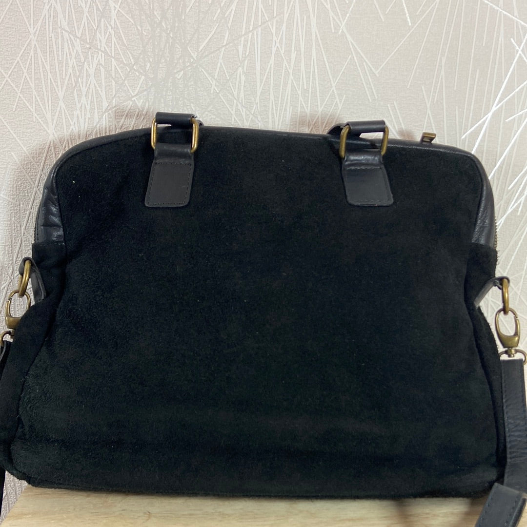 Sac à main avec bandoulière en cuir noir Vera Pelle