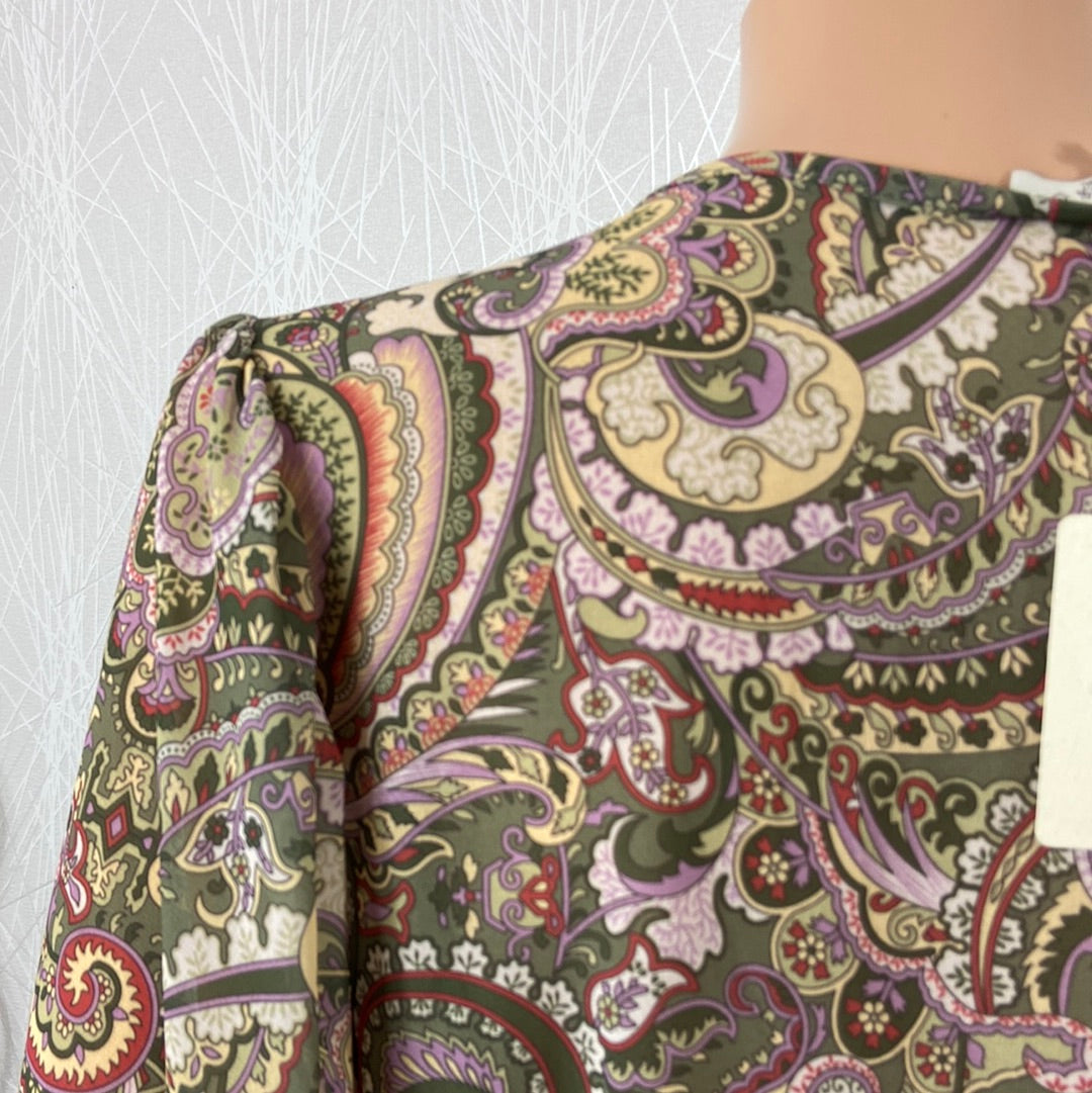 Blouse boutonnée femme à motifs fleuris cachemire multicolore manches 3/4 Celina