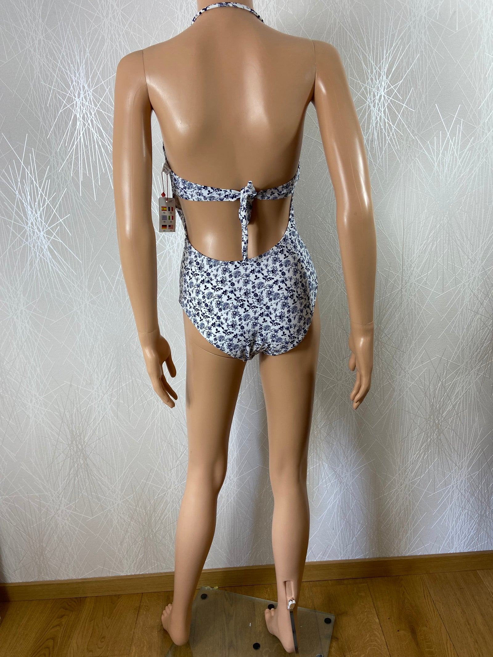 Original maillot de bain 1 pièce monokini effet lanière bretelles réglables Fei