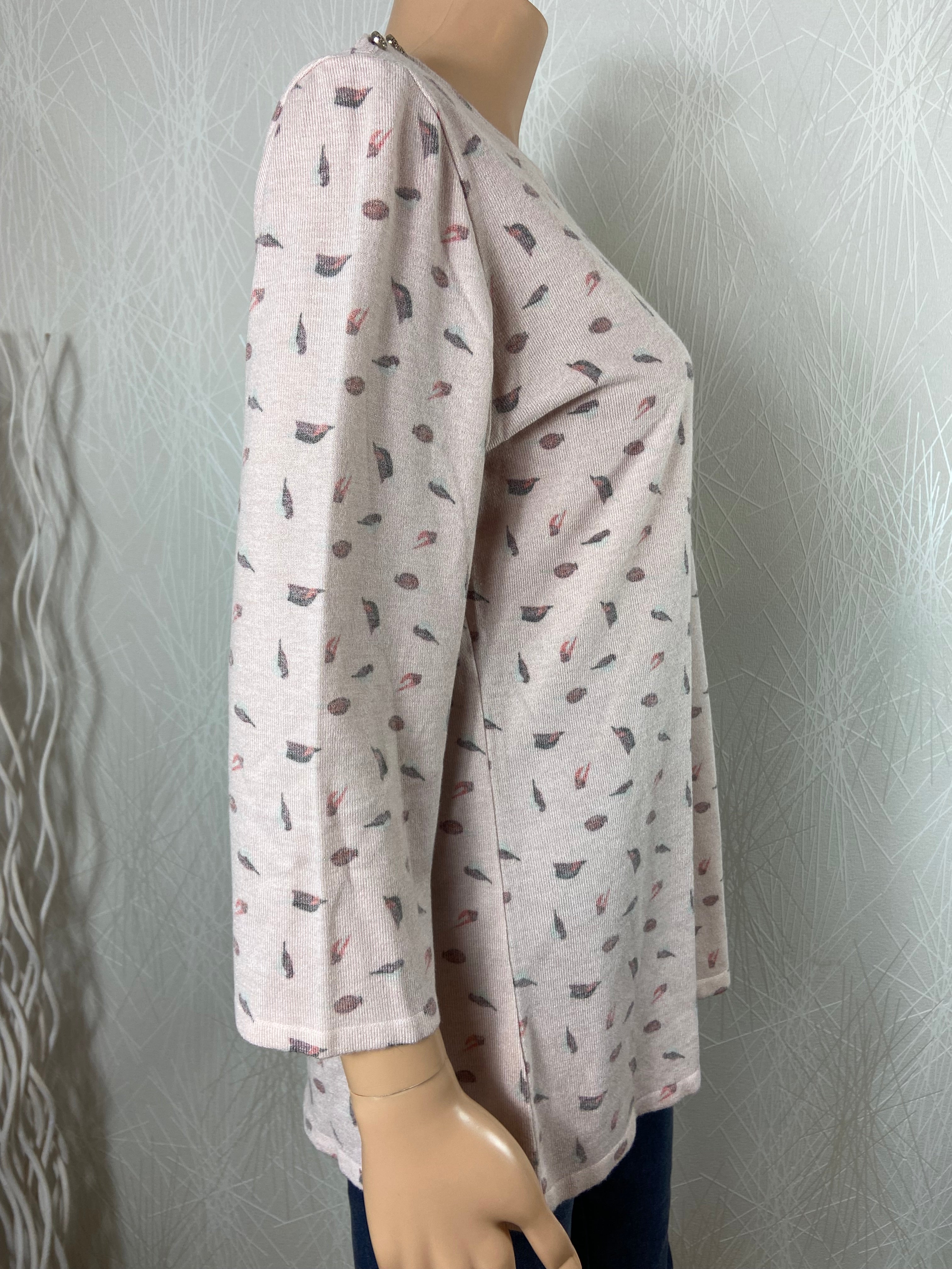 Pull femme fin rose à motifs taille XXL Iodena