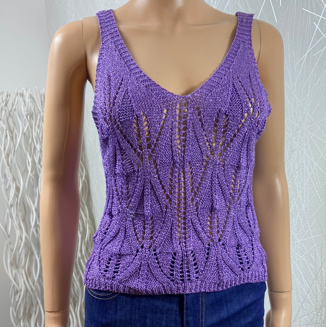 Pull sans manches violet brillant Made In Italy