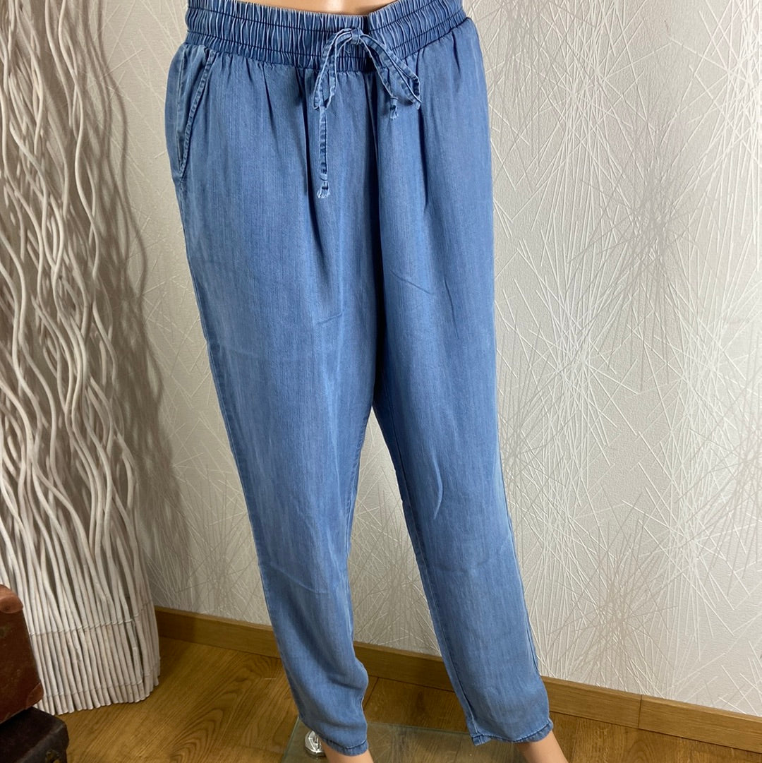 Jean's femme fin souple taille élastique cordon Cindy H