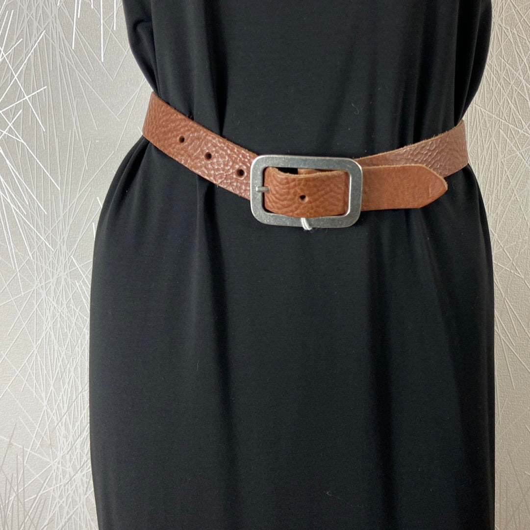 Ceinture cuir marron avec boucle métal