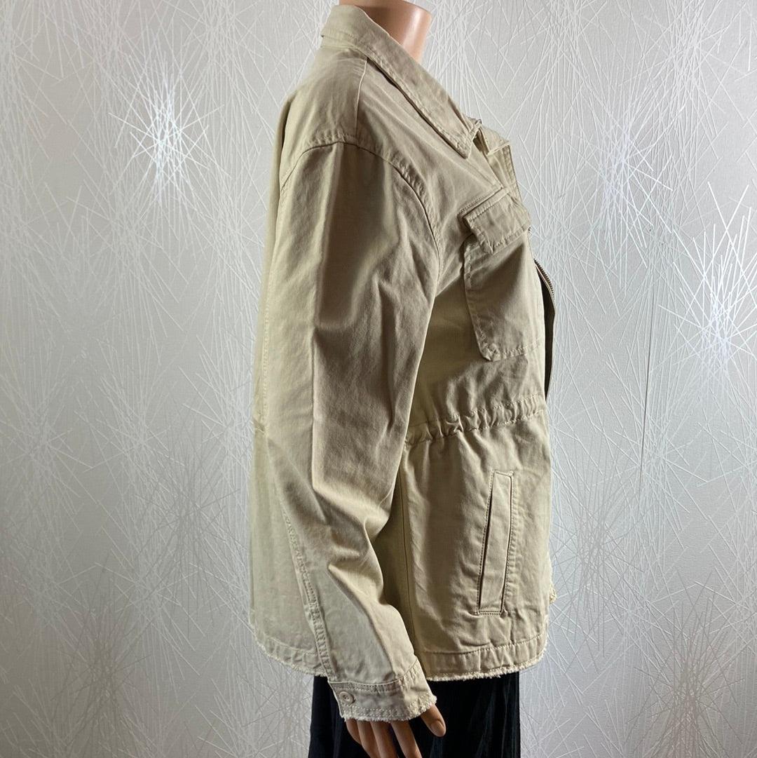 Veste femme décontractée coton beige coupe droite Po & M - Offre-Unique