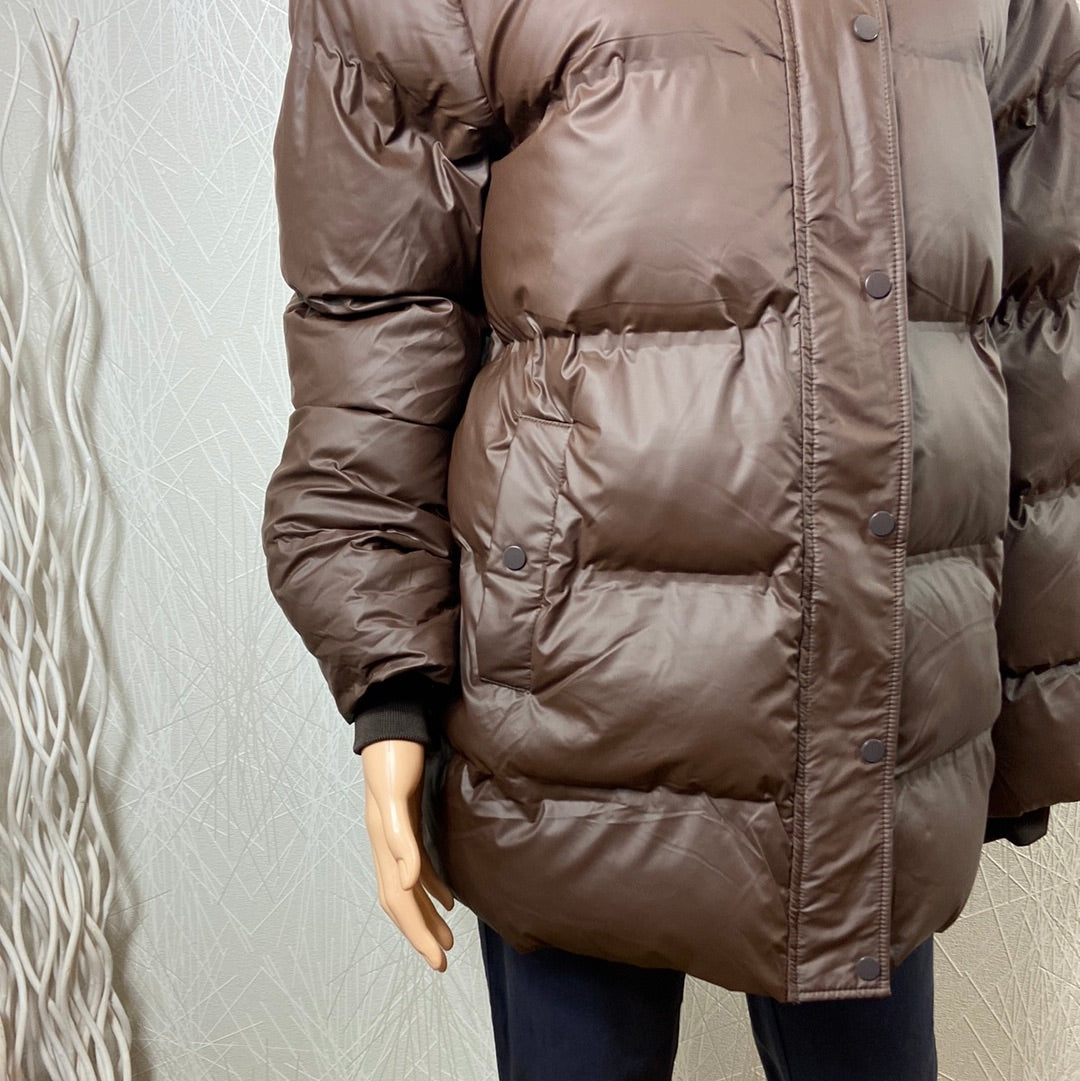 Manteau chaud doudoune capuche résistante à l’eau couleur marron ICHI