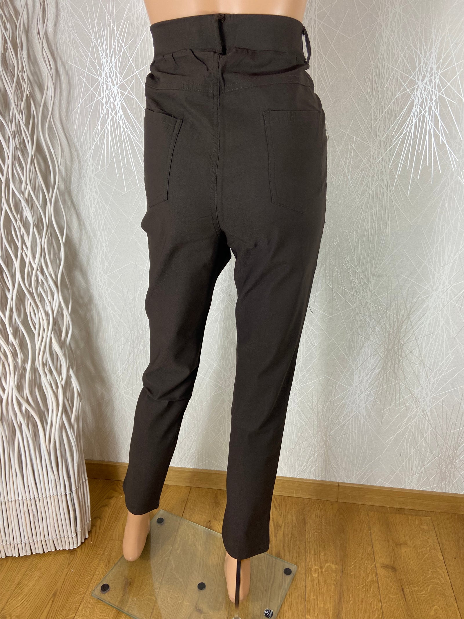 Pantalon marron taille haute élastique Edmond Boublil