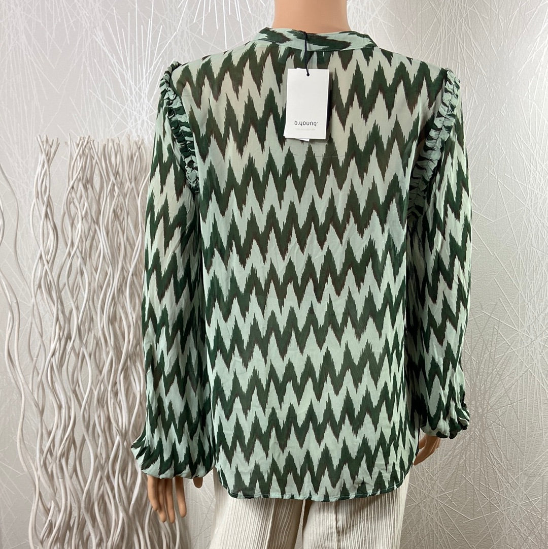 Blouse verte fluide style 60's manches longues Byfibba B.Young