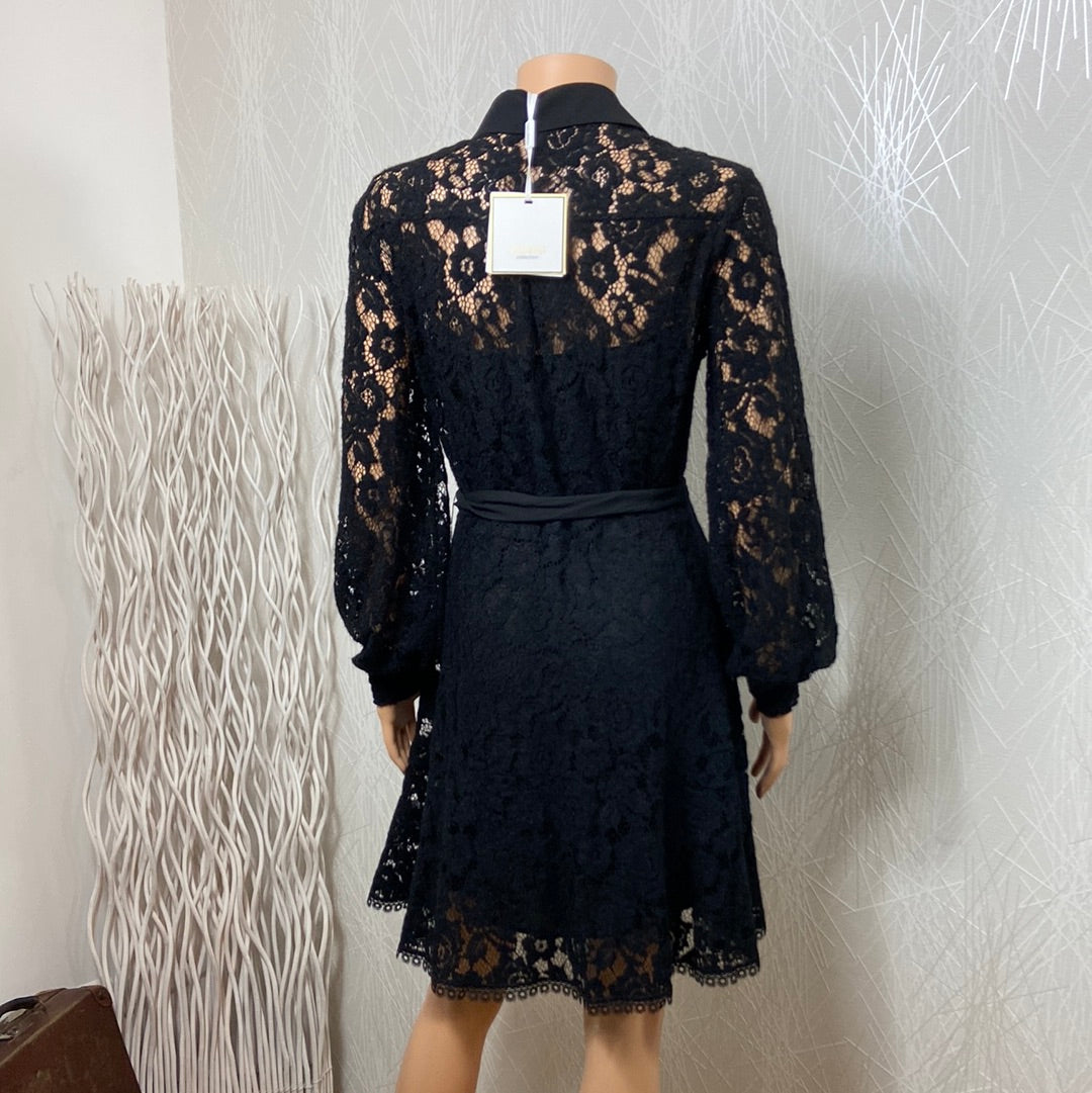 Robe noire chic courte dentelle fond de robe soirée cocktails Fracomina