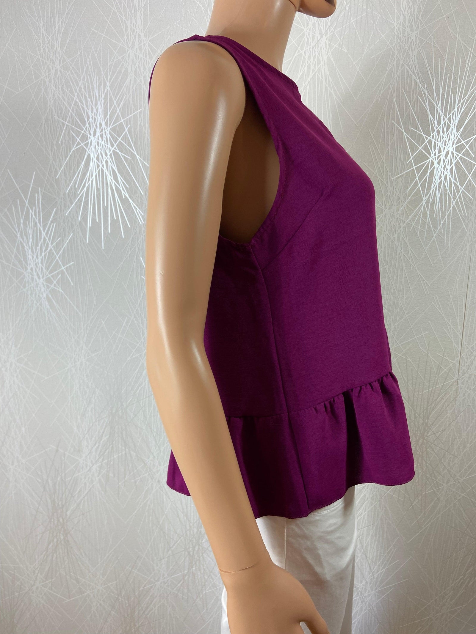 Top fluide violet sans manches avec volants Sense - Offre-Unique