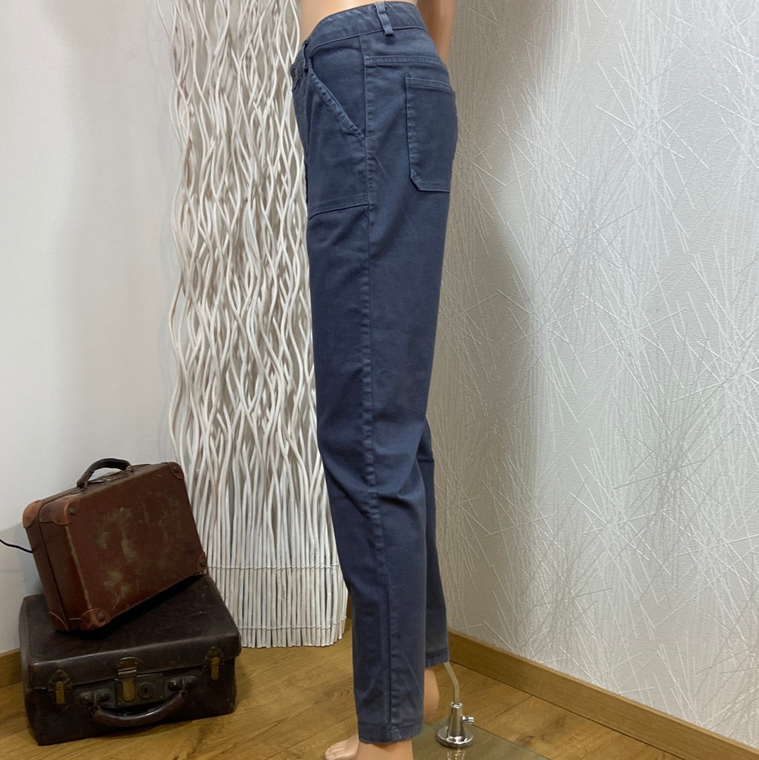 Pantalon bleu délavé taille mi-haute coupe droite Pako Litto