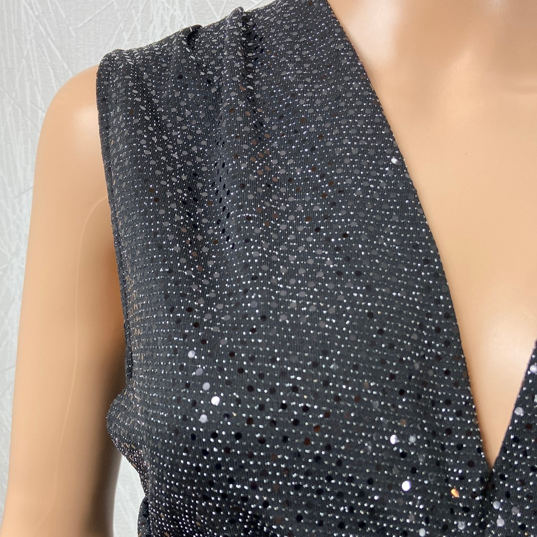 Top noir paillettes sans manches IVIVI