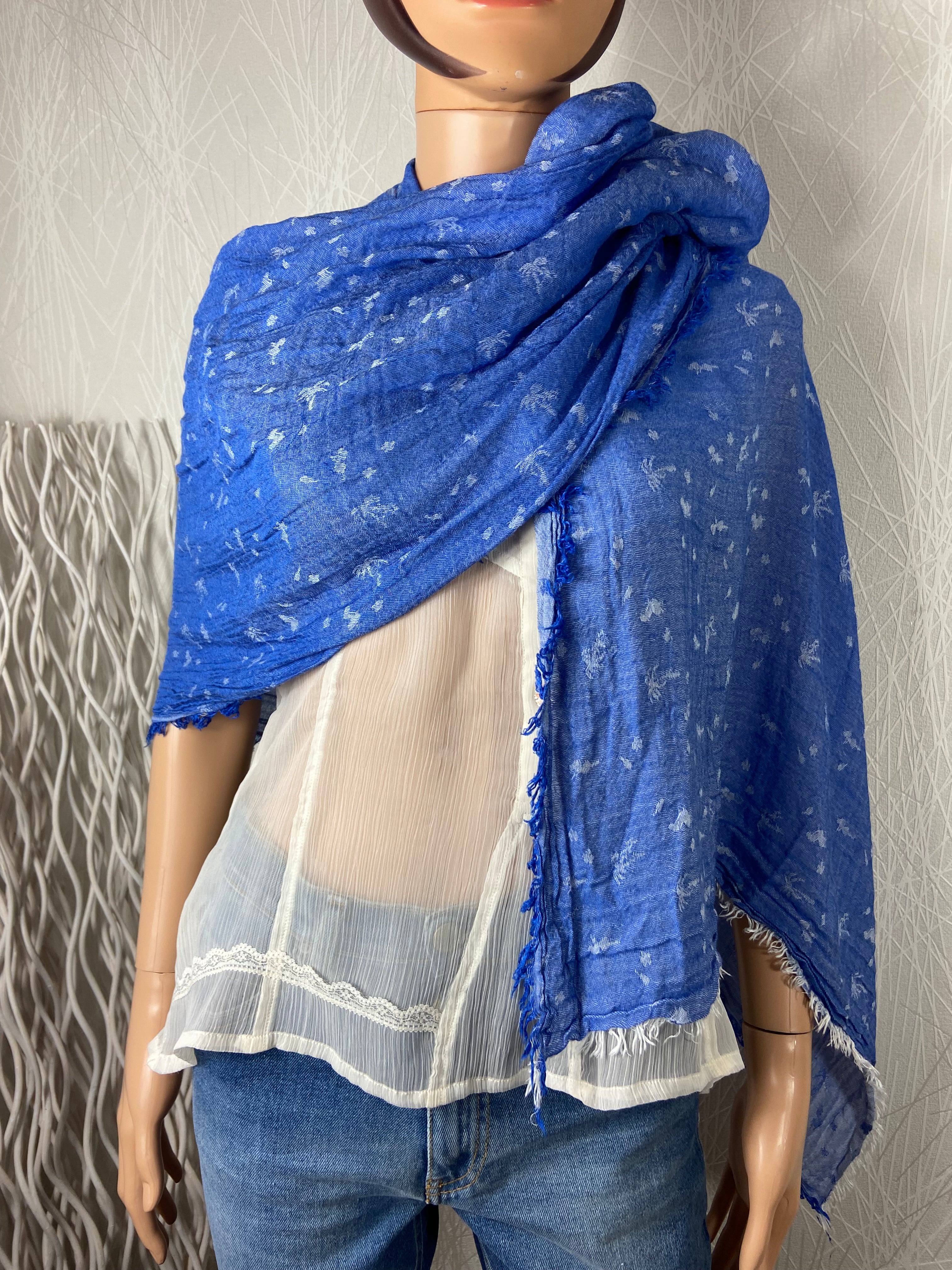 Foulard bleu réversible motif Pako Litto