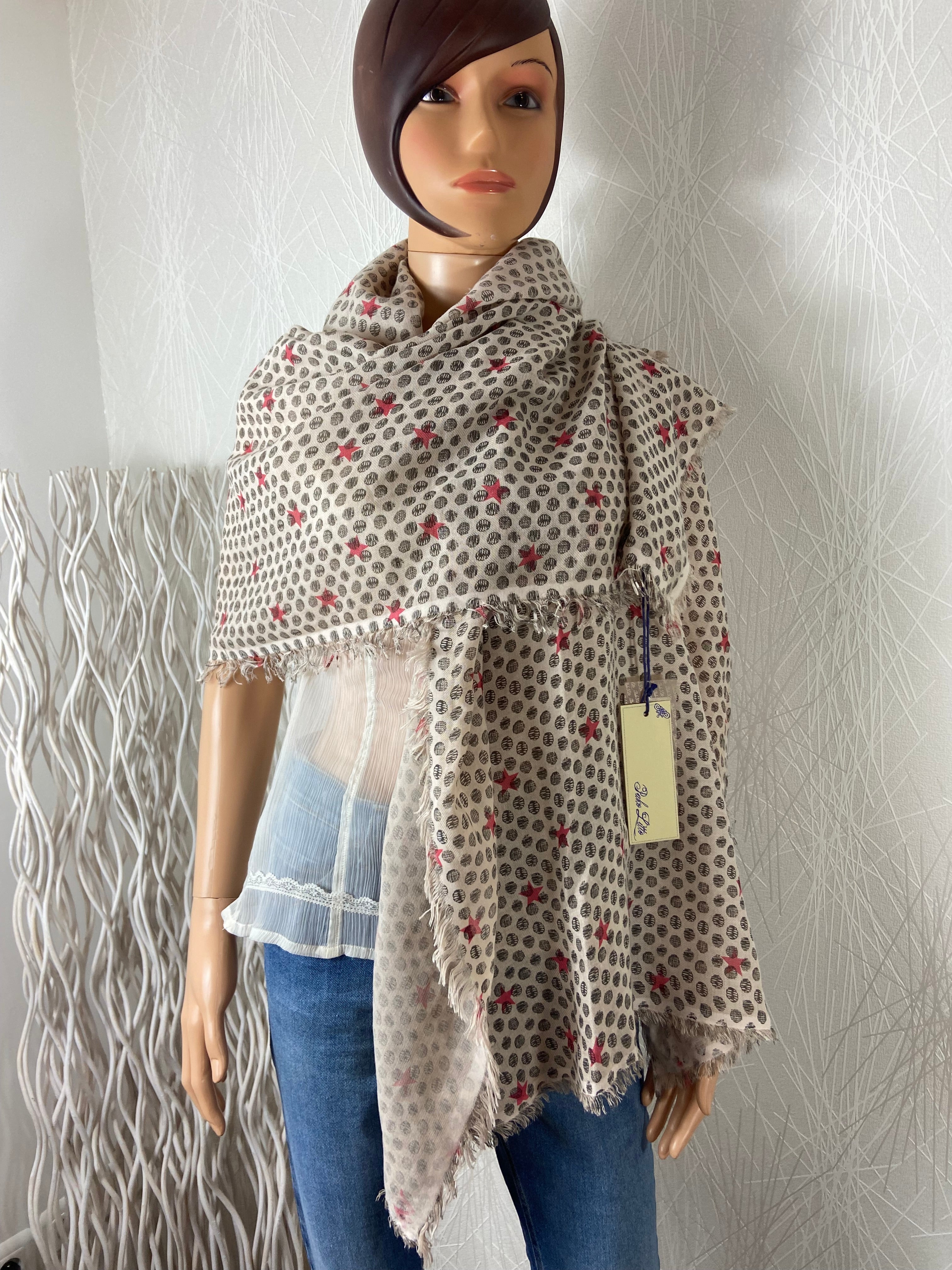 Foulard chèche beige à motif Pako Litto