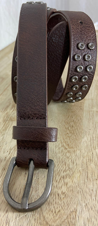 Ceinture marron cuir synthétique avec rivets décoratifs