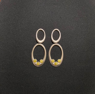 Boucles d’oreilles pendantes plaquées argent pierres jaunes Shabada