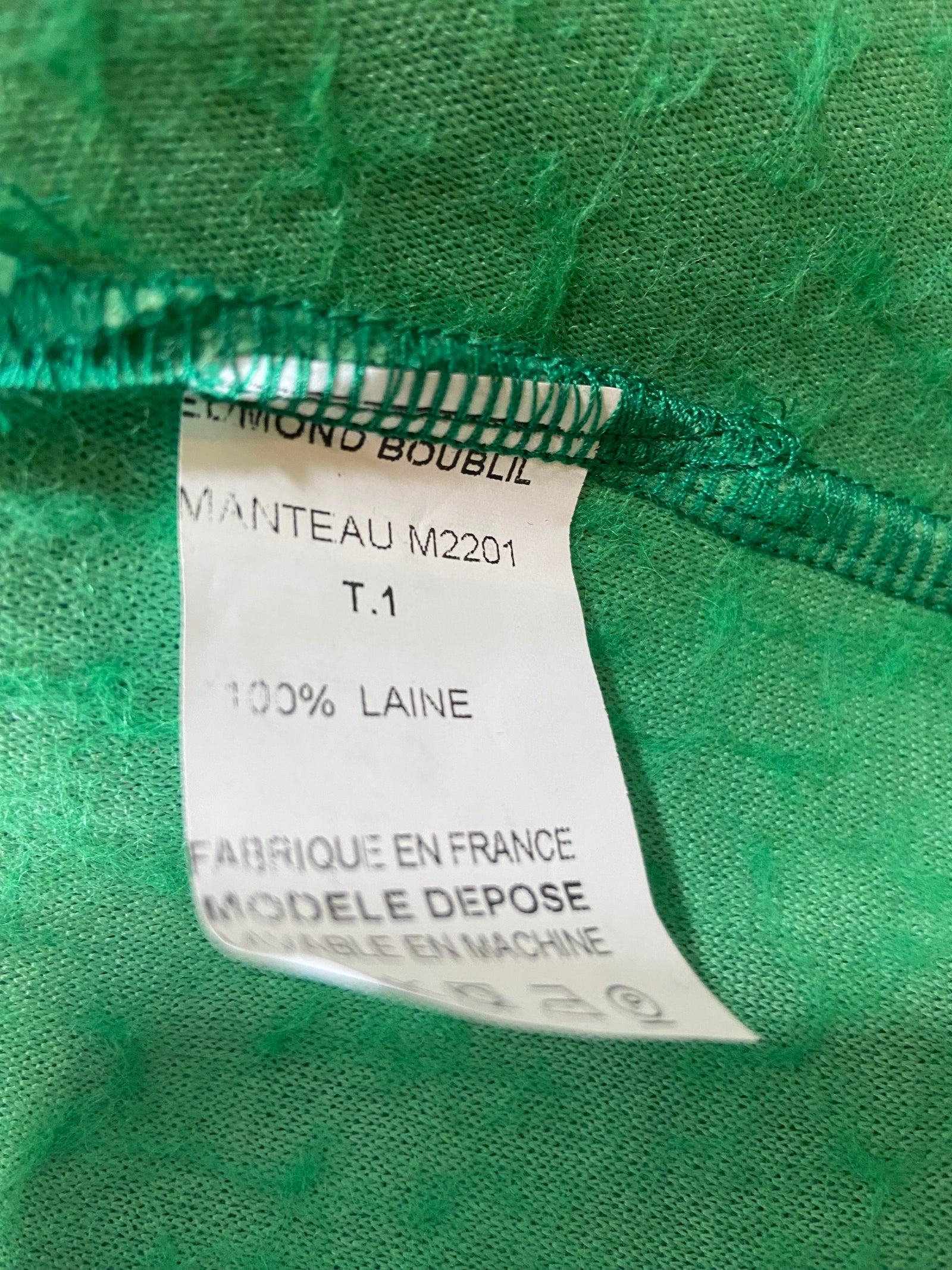 Manteau vert ample 100% laine grande taille de la styliste Fabienne Thibeault