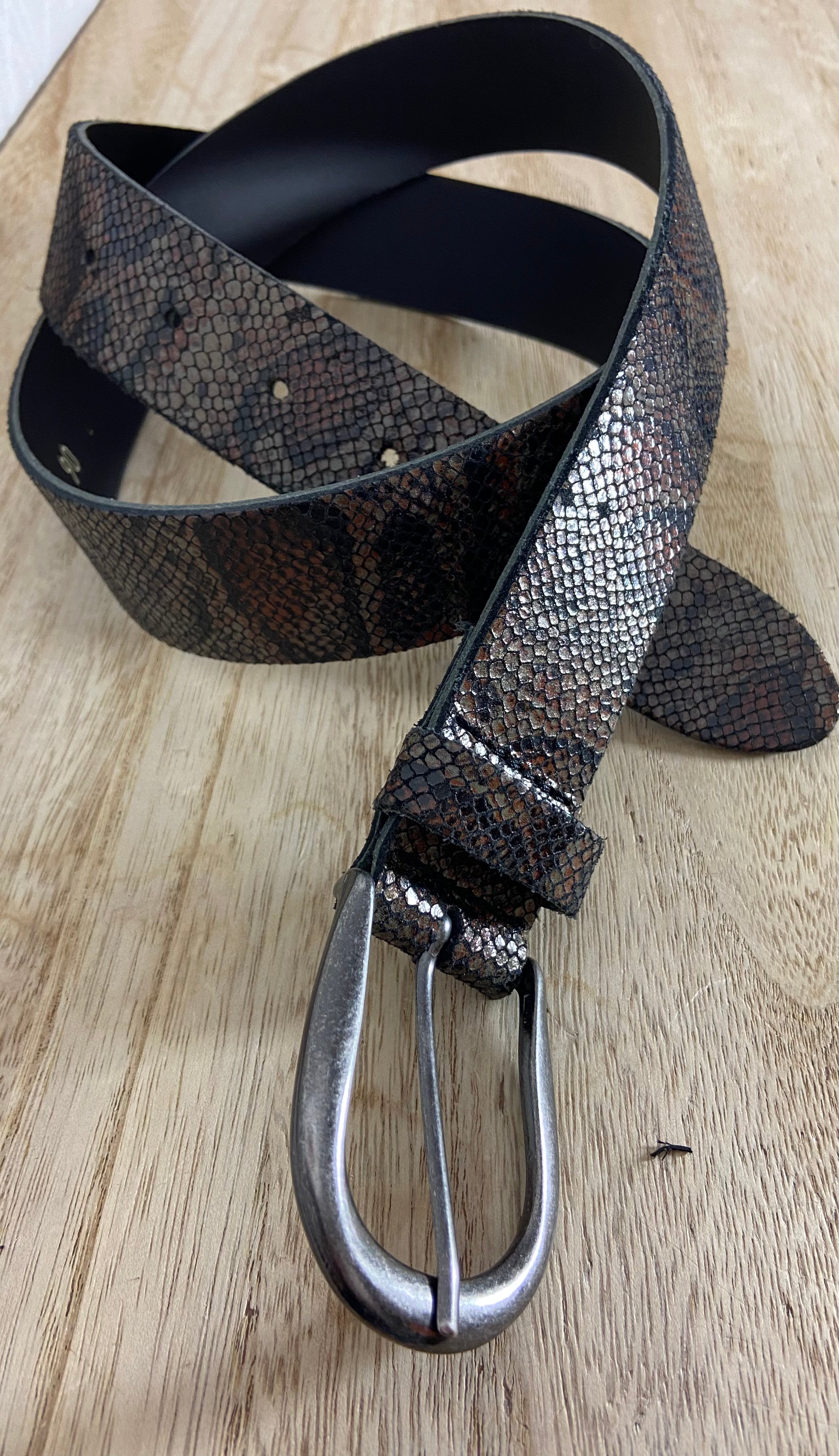 Ceinture cuir à motifs peau de serpent Amsterdam Héritage