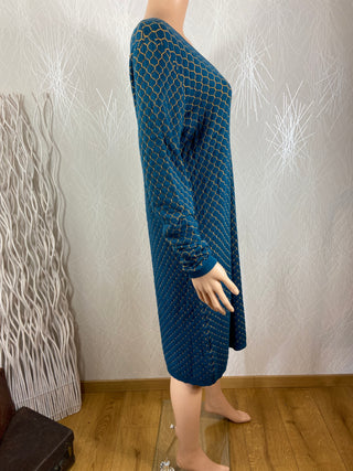 Robe bleue reversible dress v-neck Zilch Amsterdam