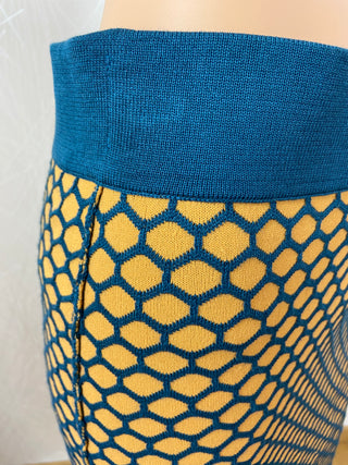 Jupe tissu coton reversible bleu petrole et jaune Zilch Amsterdam Offre Unique