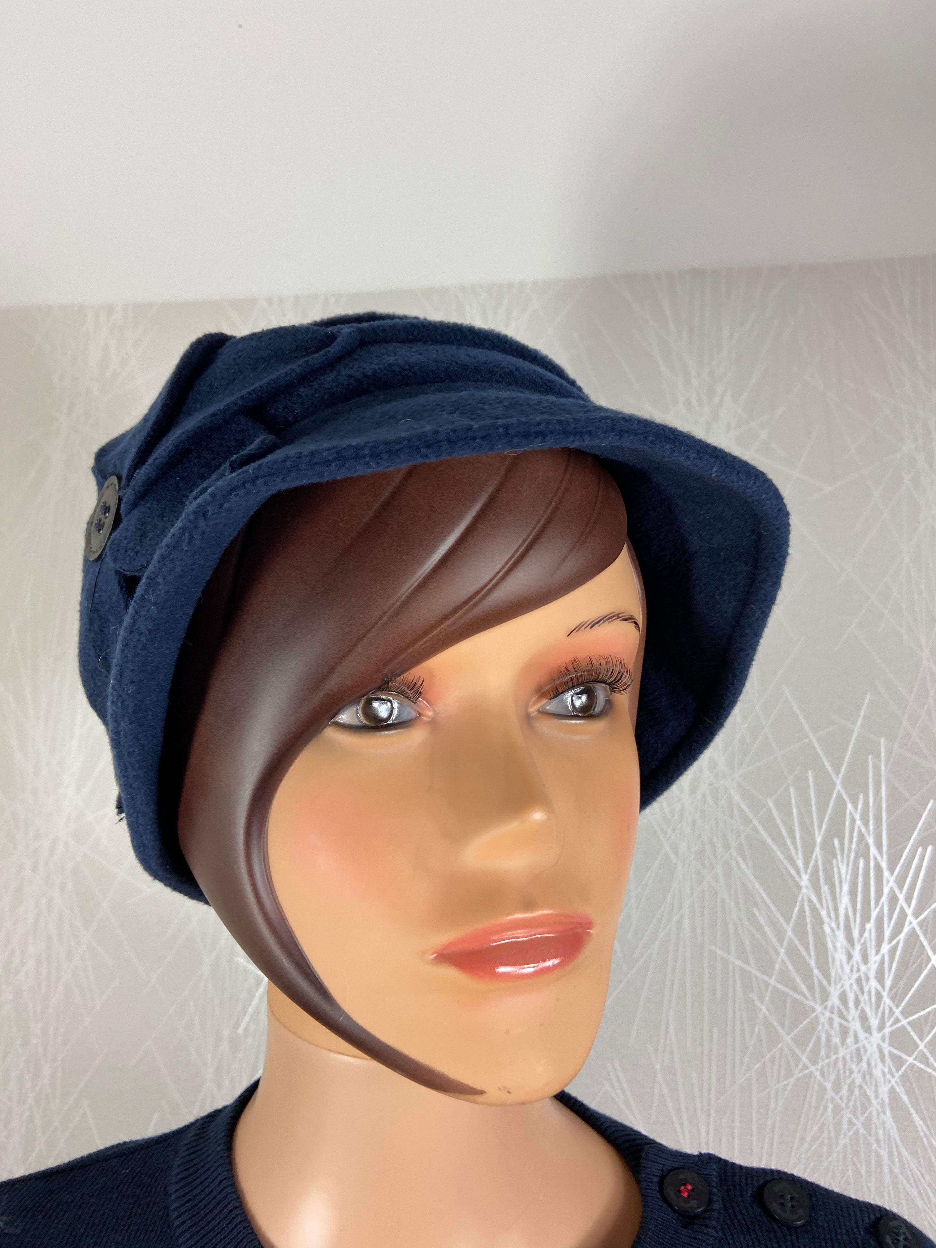 Chapeau cloche doublé bleu marine Femme Modissima