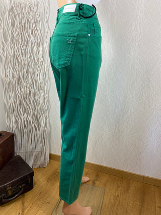 Pantalon coton vert coupe cigarette Noir’n’bleu