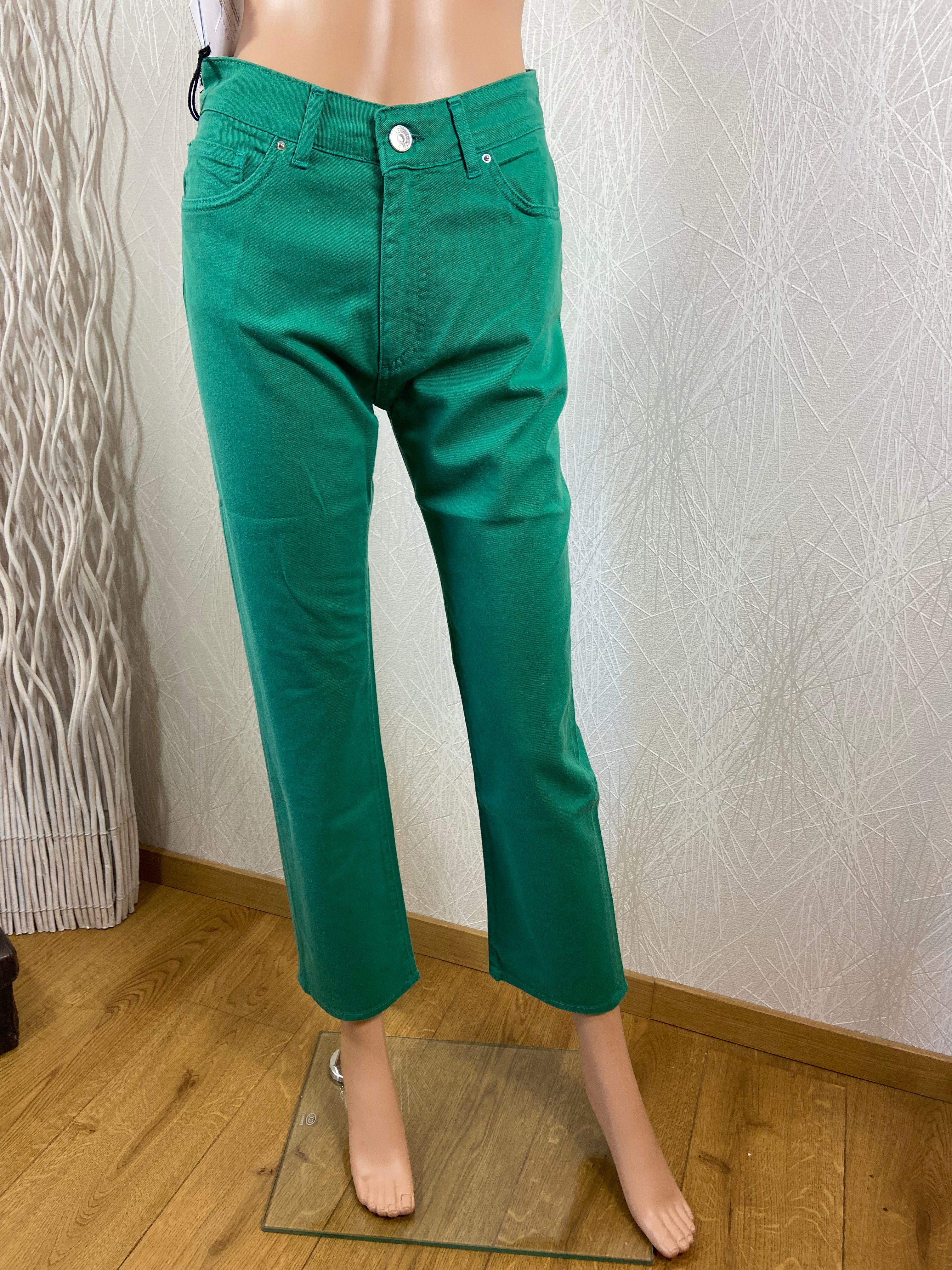 Pantalon coton vert coupe cigarette Noir’n’bleu - Offre-Unique