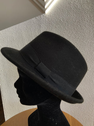 Chapeau noir imperméable écrasable en feutrine laine