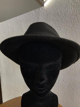 Chapeau noir en feutrine de laine pour femme (imperméable non déformable)