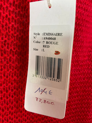 Pullover rouge fils doré ras du cou coupe droite laine mohair modèle Emissaire Derhy