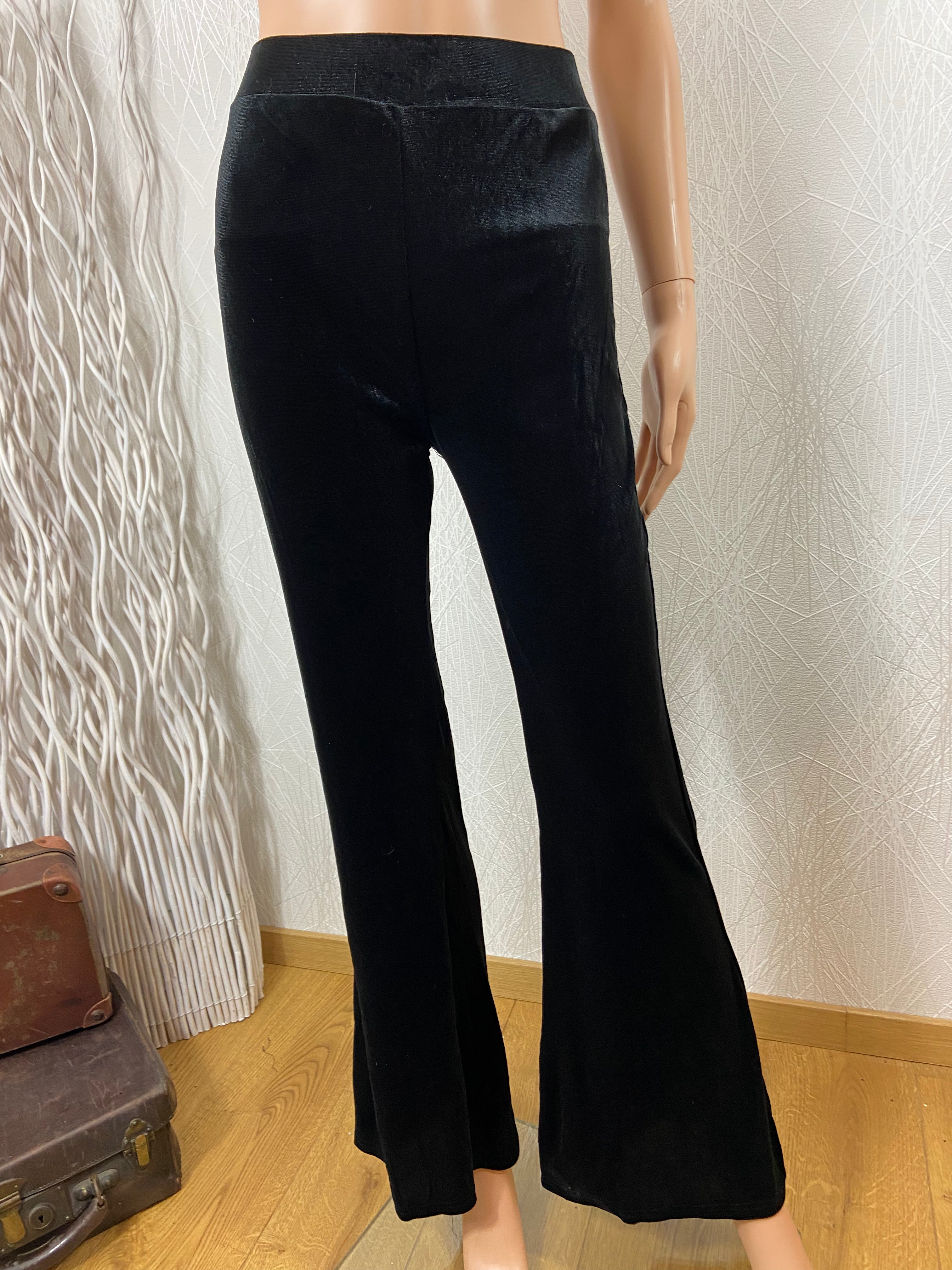 Pantalon velours lisse noir itssu doux très confortable Studio 21 - Offre-Unique