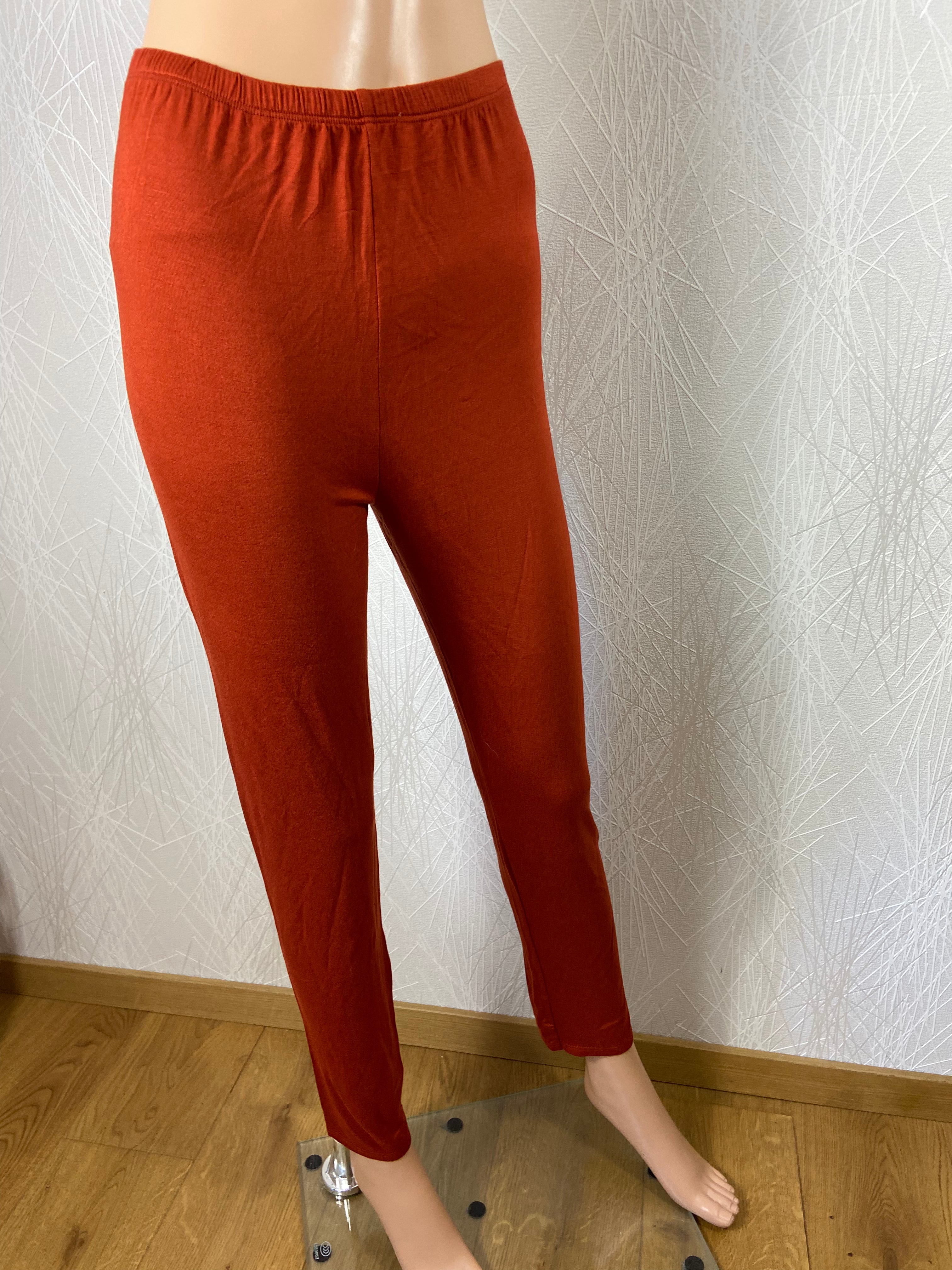 Caleçon femme long chaud orange brique taille haute élastique