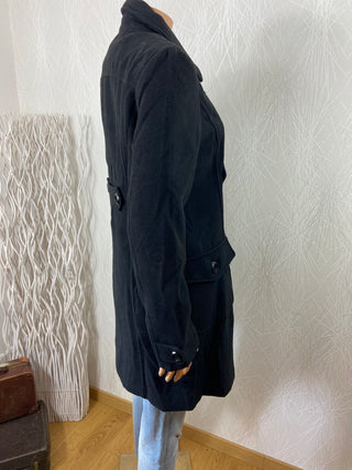 Manteau noir duffle-coat doublé laine Zafa