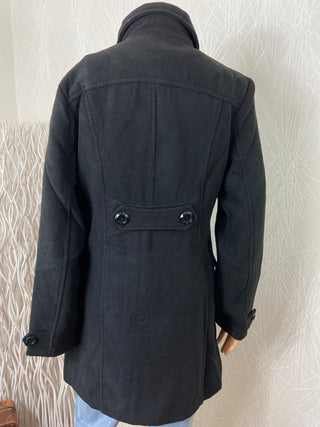 Manteau noir duffle-coat doublé laine Zafa
