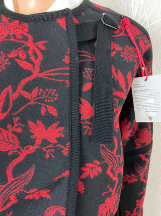 Manteau chaud court fleurs rouge et noir Damart