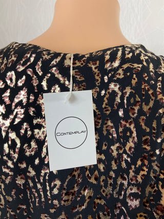 Blouse doublée noire et dorée manches longues cache coeur Contemplay