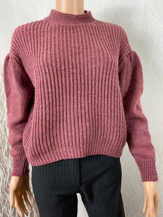 Pull femme rose tricot