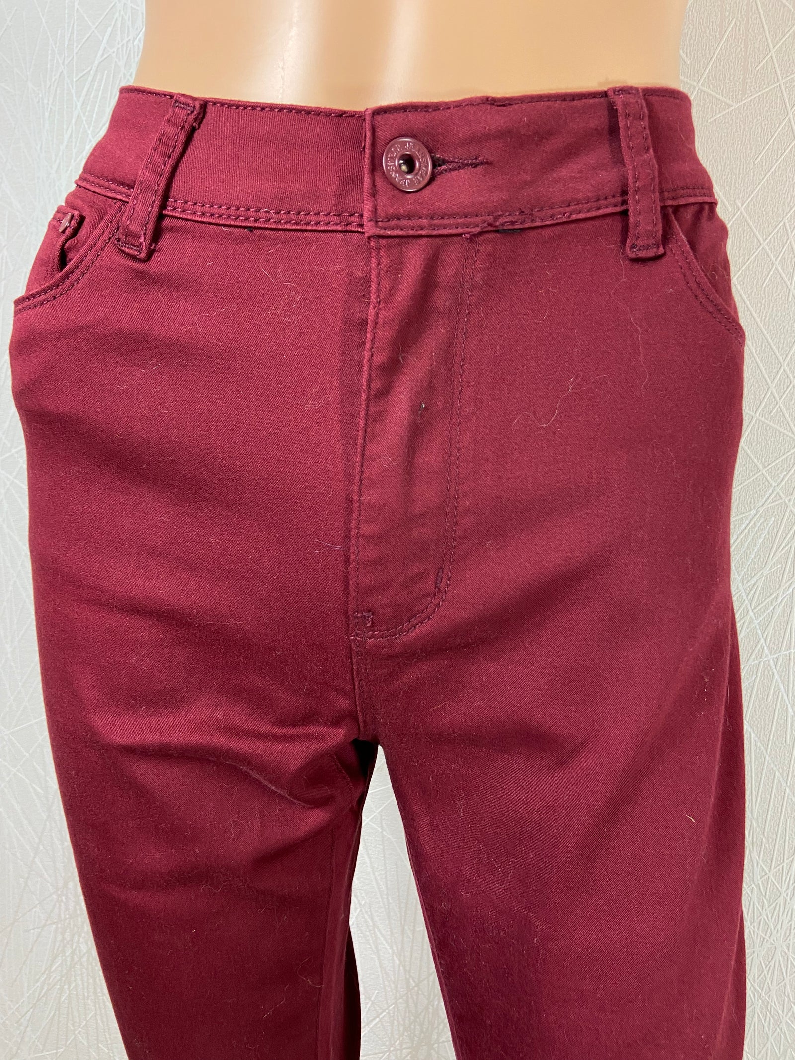 Pantalon coton rouge bordeaux skinny stretch Sarah John - Offre-Unique