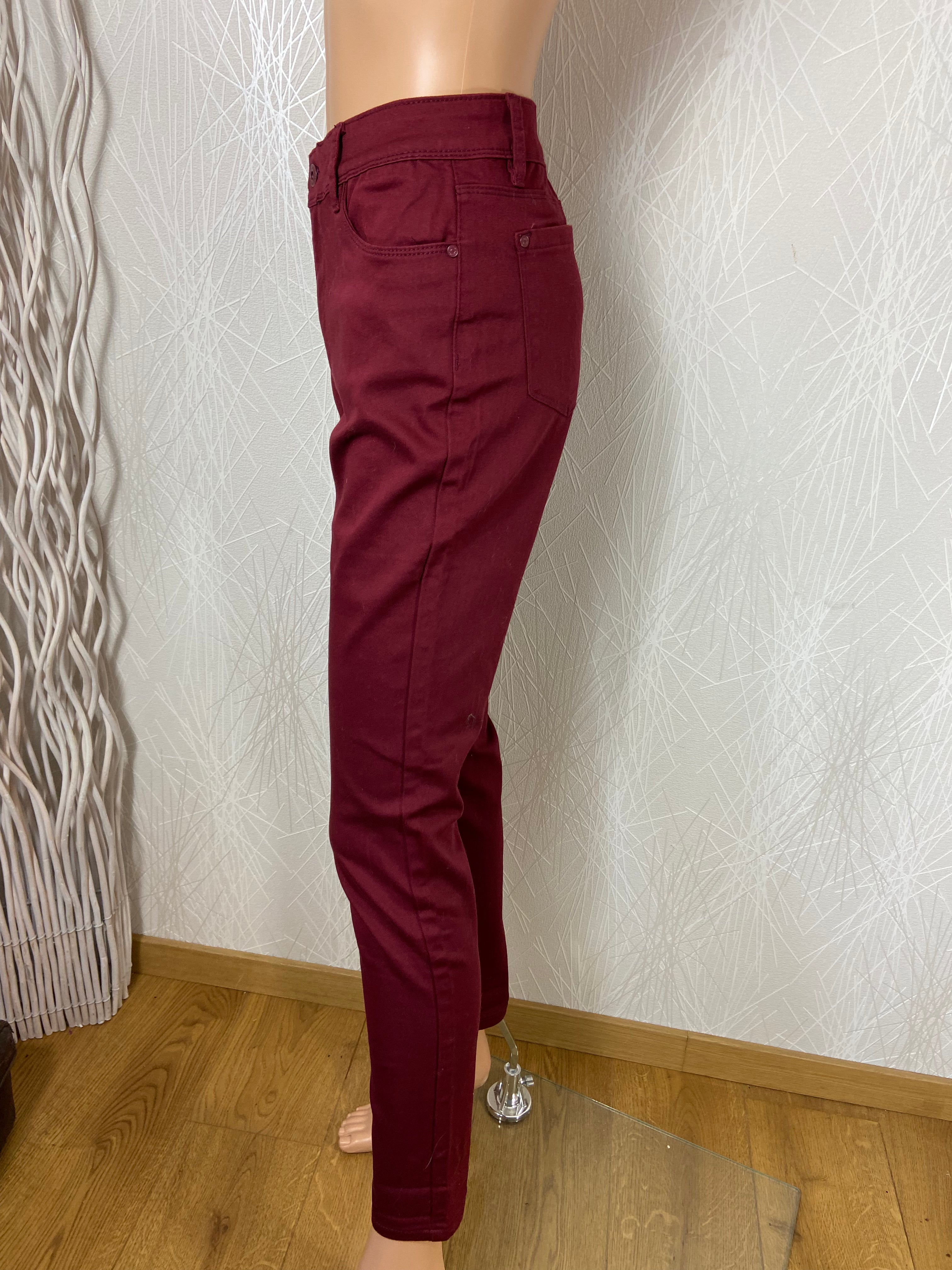 Pantalon coton rouge bordeaux skinny stretch Sarah John - Offre-Unique