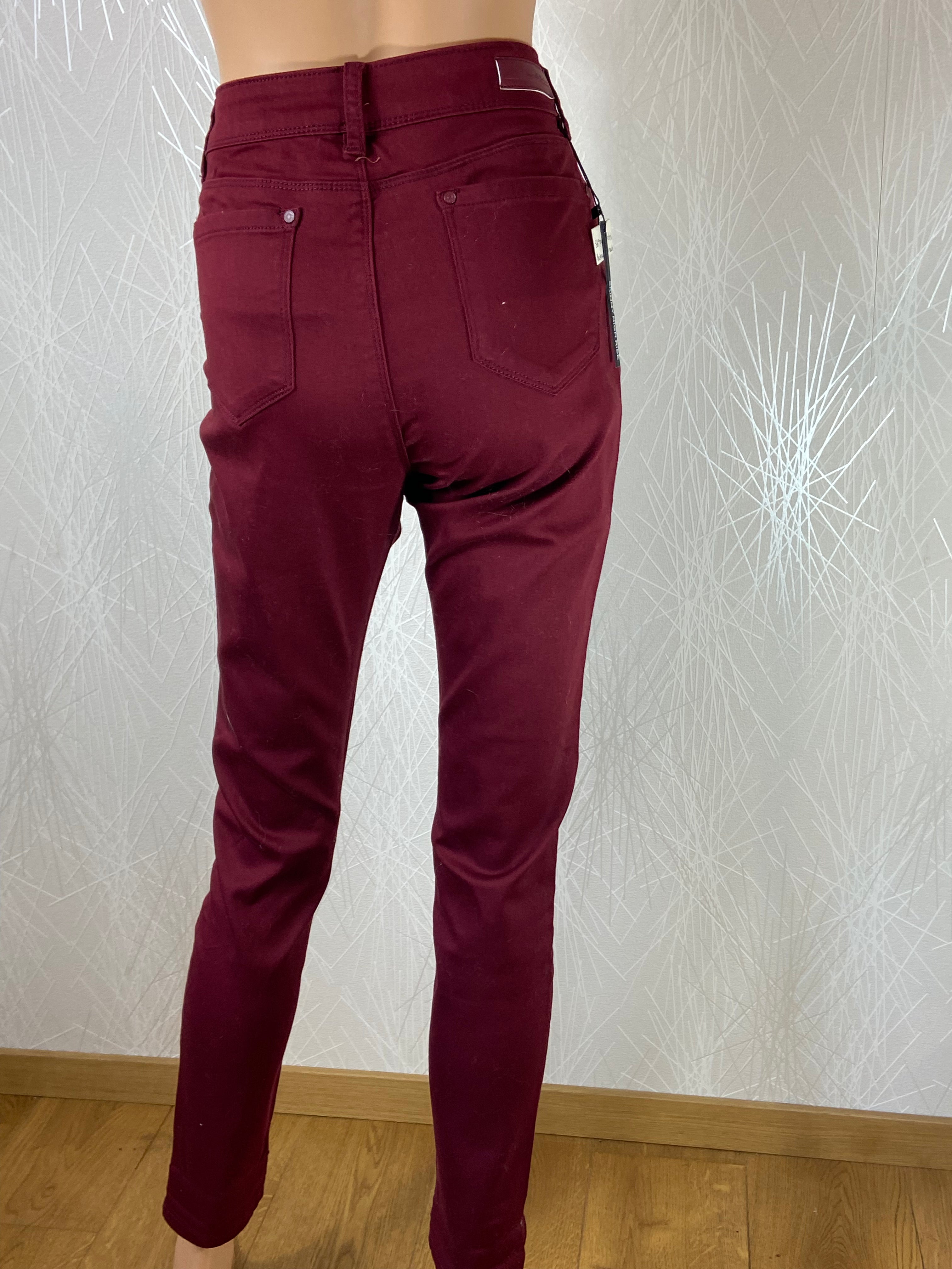 Pantalon coton rouge bordeaux skinny stretch Sarah John - Offre-Unique