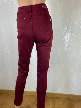 Pantalon coton rouge bordeaux skinny stretch Sarah John