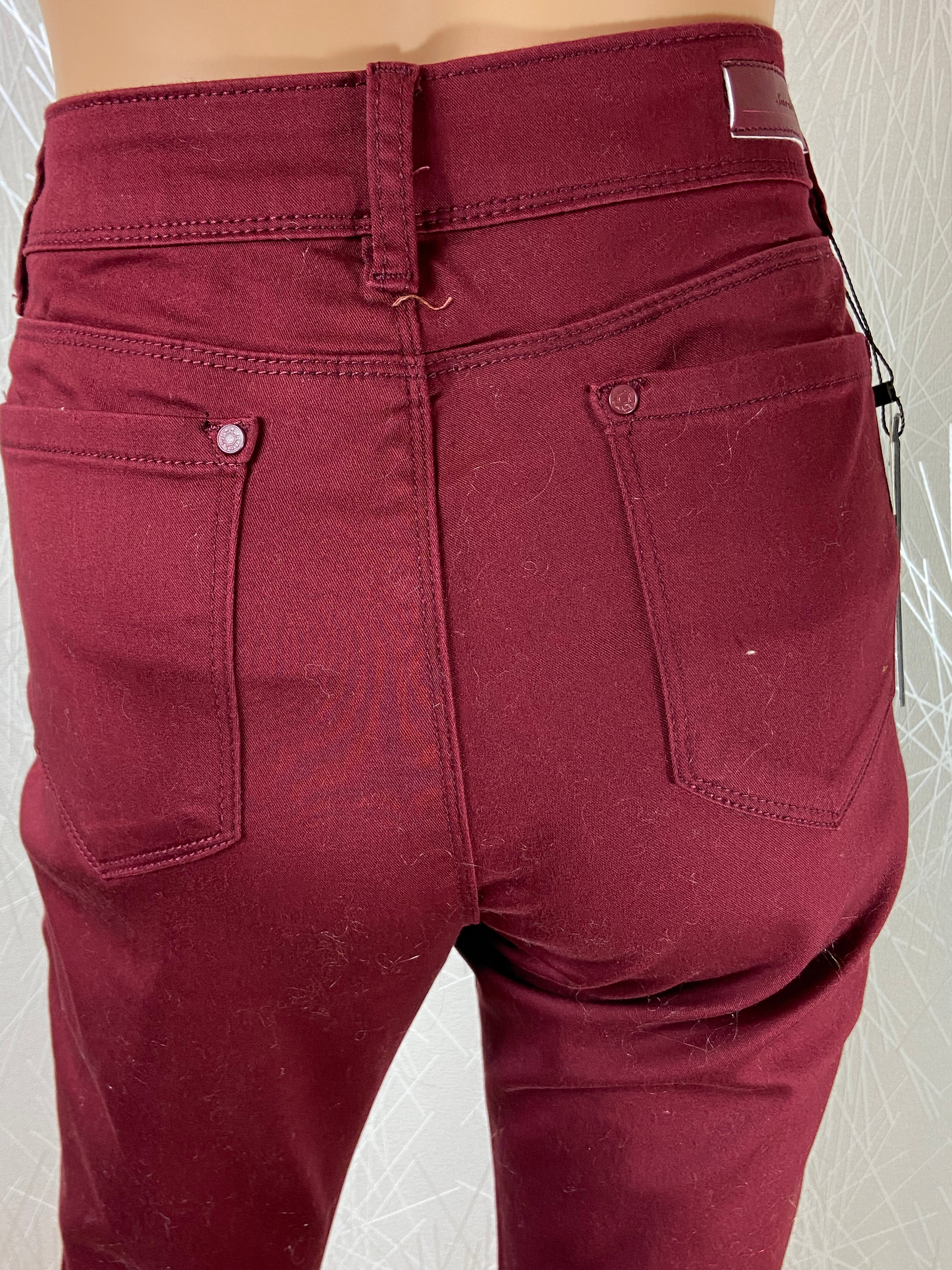 Pantalon coton rouge bordeaux skinny stretch Sarah John - Offre-Unique