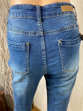Jean coton denim délavé taille haute coupe slim stretch BS Jeans